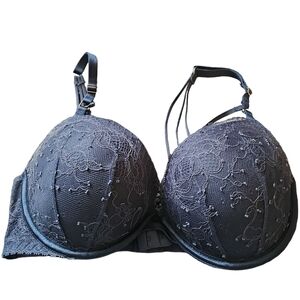 Victoria's Secret sz 34 D navy lace very sexy pushup underwire bra WL171
